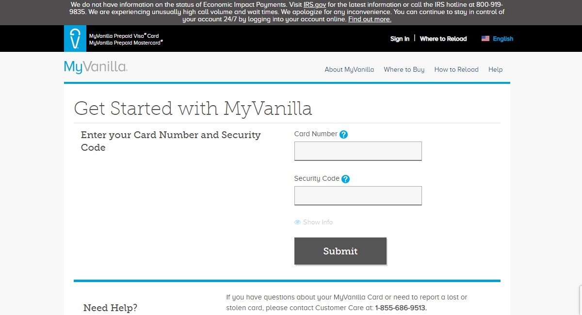 Myvanillacard Sign Up