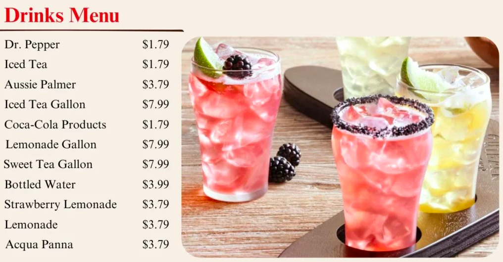 Outback Steakhouse Drink Menu