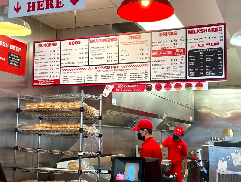 Five Guys Little Hamburger Menu