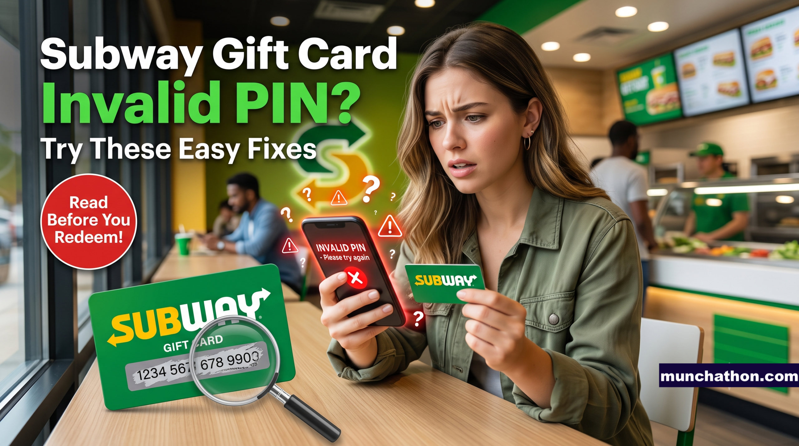Subway Gift Card Invalid PIN Problem